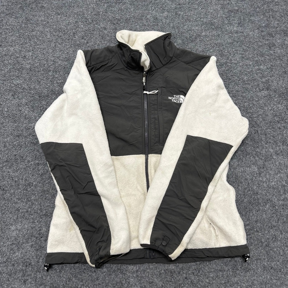 The North Face Jacket Womens Size M White Black Denali Fleece Full Zip Outdoor